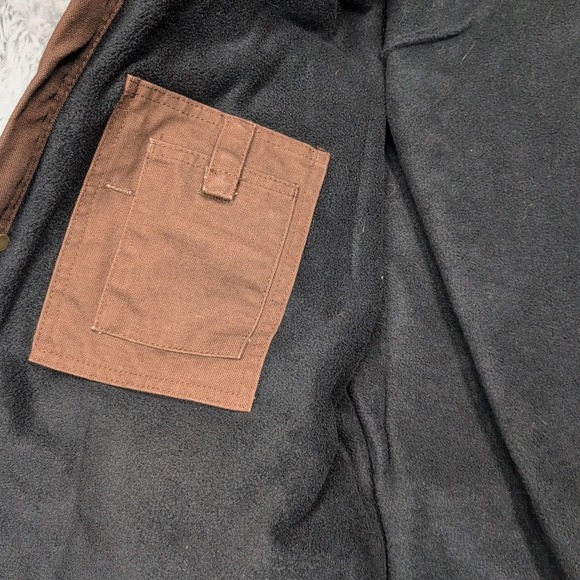 Berne Jacket Mens L Brown Hood Canvas Barn Chore Coat Work Pockets Farmer Seed - Picture 16 of 16